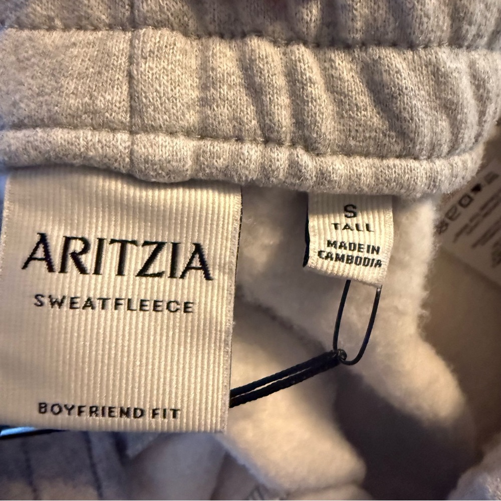 Aritzia Gray Sweatpants cozy fleece boyfriend wide leg size small TALL - Picture 3 of 3